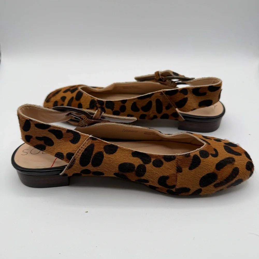 Sole Society Topanga Leopard Calf Hair Slingback Flats Buckle Women’s 5.5